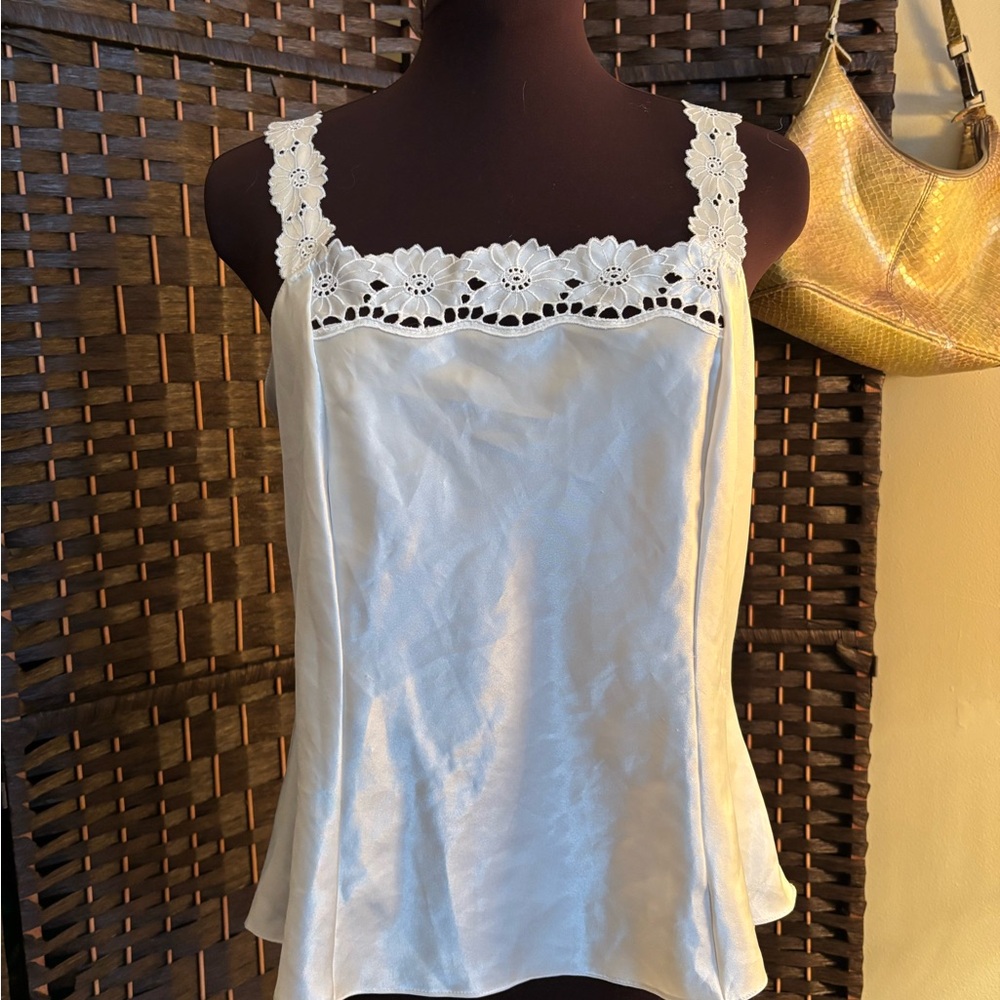 Elegant White Lace Trim Camisole